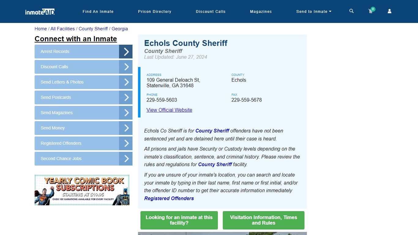 Echols County Sheriff - Arrest Warrants - InmateAid