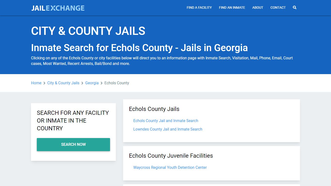 Inmate Search for Echols County | Jails in Georgia - Jail Exchange