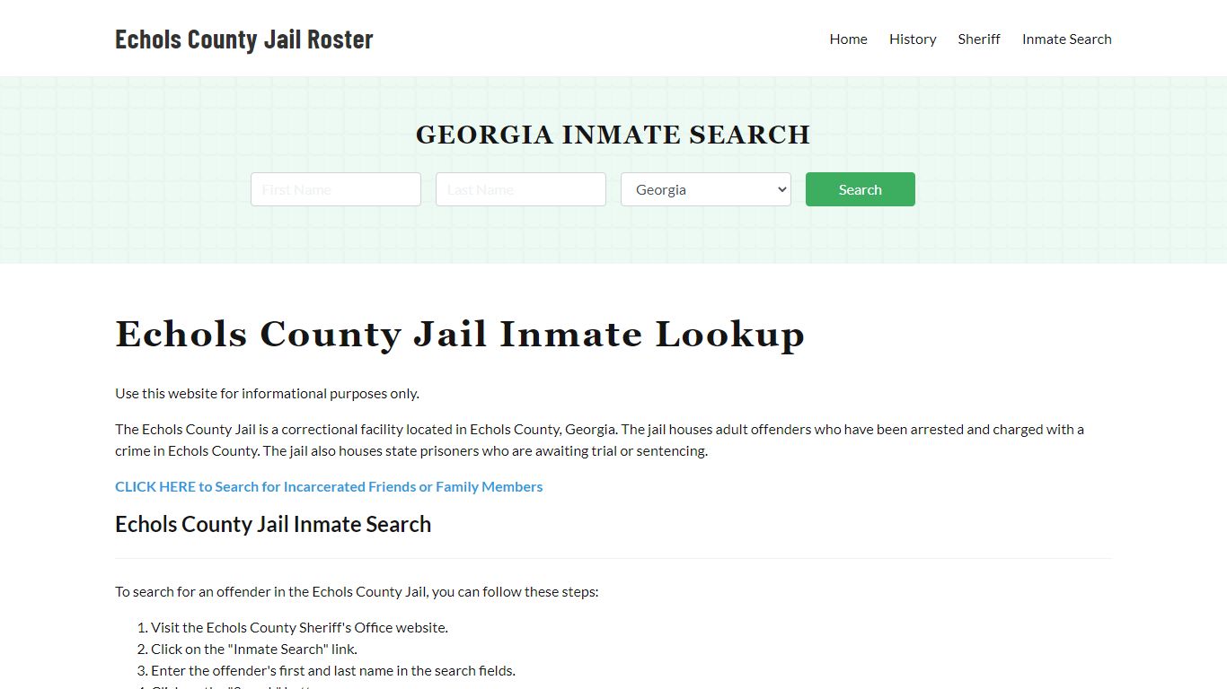 Echols County Jail Roster Lookup, GA, Inmate Search