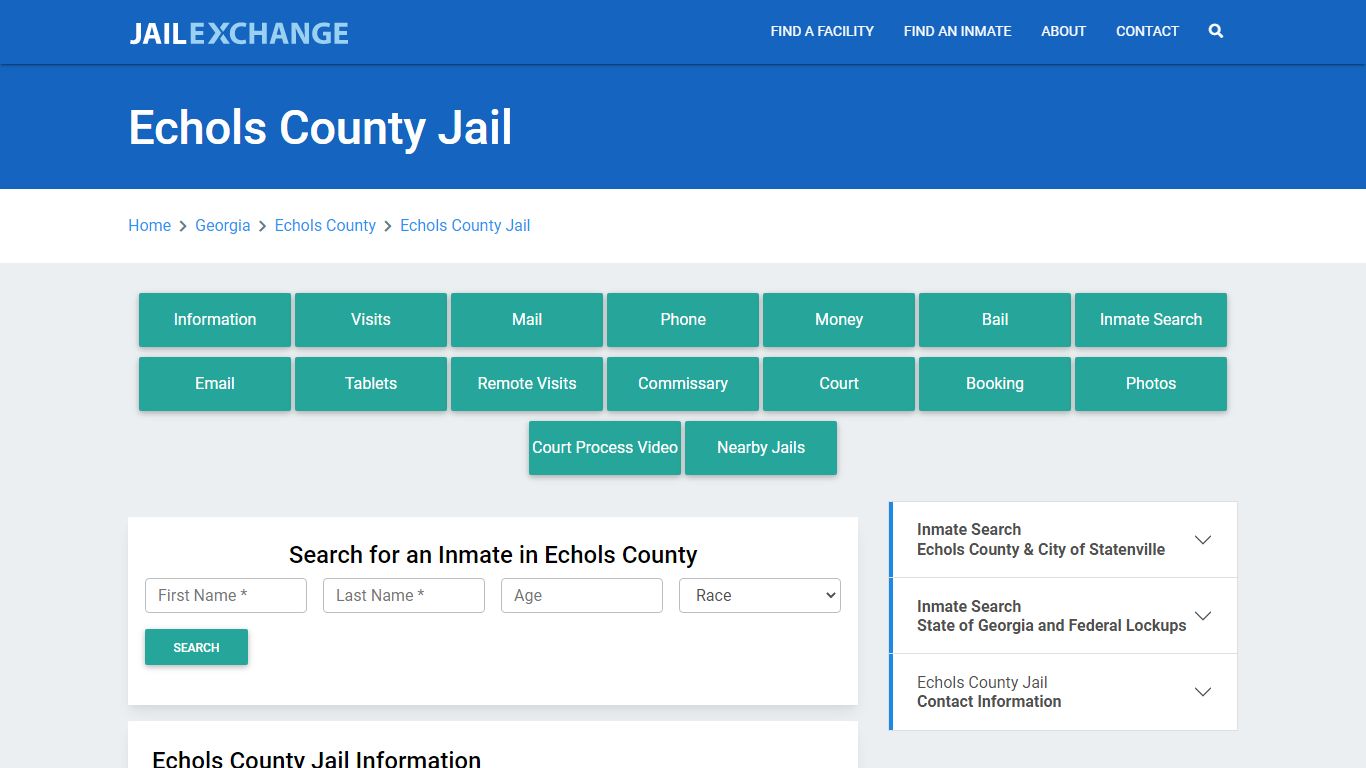 Echols County Jail Roster Lookup, GA, Inmate Search - Jail Exchange